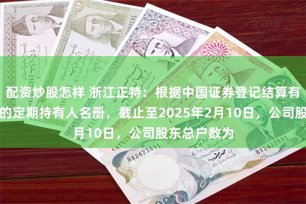 配资炒股怎样 浙江正特：根据中国证券登记结算有限公司下发的定期持有人名册，截止至2025年2月10日，公司股东总户数为
